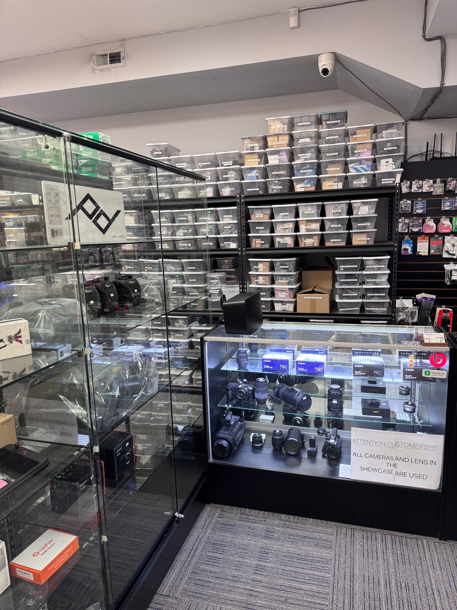 Display cases with equipment